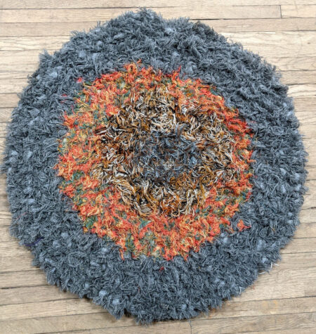 Hand Crocheted Round Rug 32 Dia Recycled Fiber