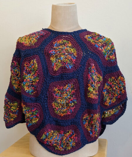 Handknit Crochet Tie Dye Cotton Poncho